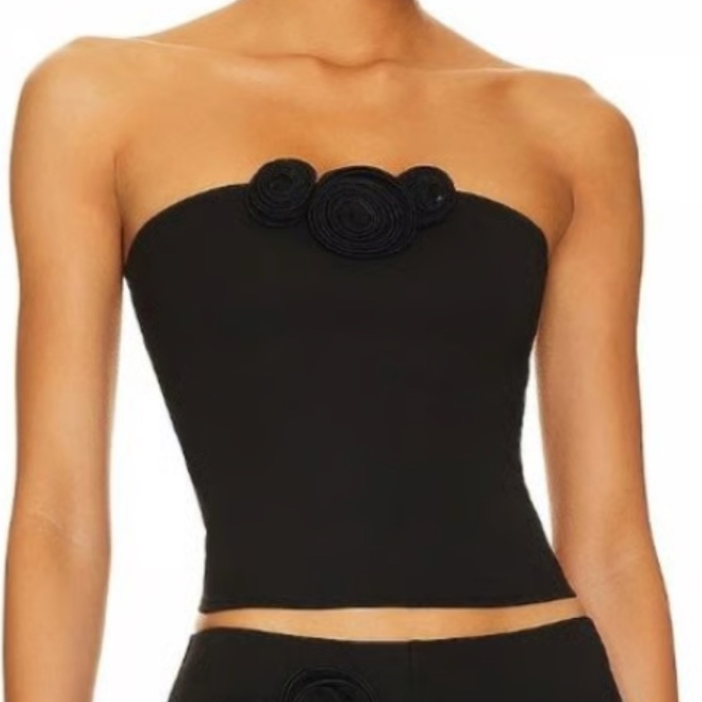 NBD cropped tube top with floral detail